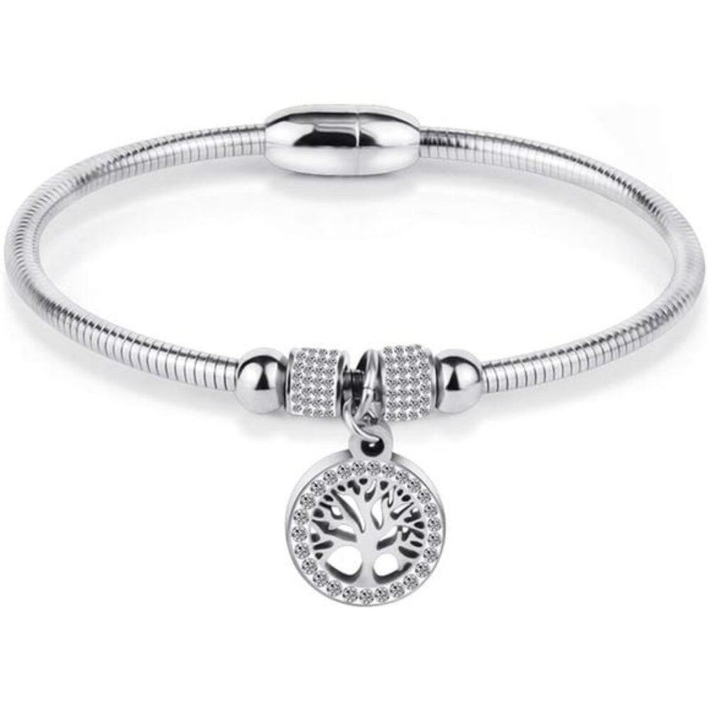 Jude Jewelers Stainless Steel Tree of Life Charm Bangle Bracelet Cocktail Party